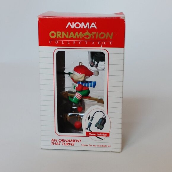 VINTAGE NOMA Ornamotion Elf Weather vein Rotating Christmas Ornament w Box - Picture 7 of 11